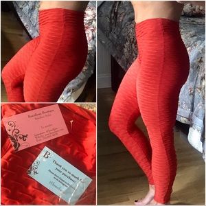 Brazilian athletic gym yoga NWT RED honey comb leggings S